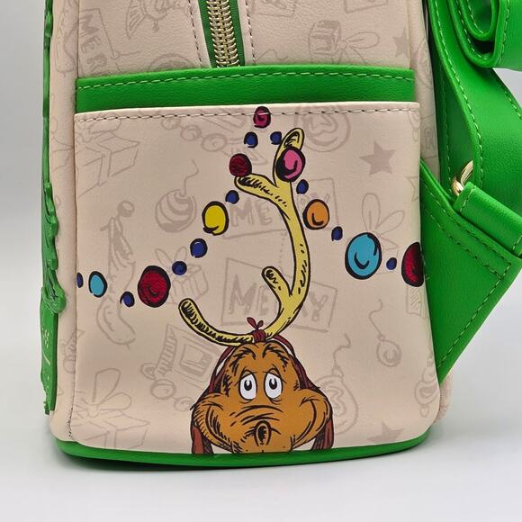 Loungefly Dr. Seuss How The Grinch Stole Christmas GITD Tree Mini Backpack Bag - Picture 9 of 11